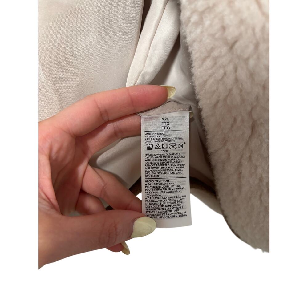 Old Navy Sherpa Fleece Jacket Women’s XXL Cream Button Front Cozy Teddy Coat - Picture 9 of 11